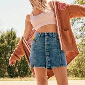 Aerie NEW Oversized Varsity Golden brown Letterman Boyfriend Sweater Cardigan XS